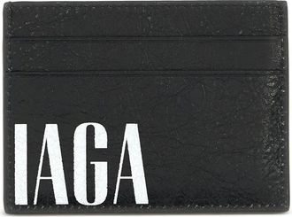 Balenciaga logo-print card holder - Black