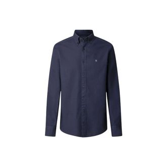 Hackett Casual Shirts, male, Blue, Size: 2XL Tailored Fit Garment Dyed Oxford Shirt