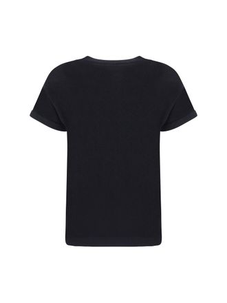 Brunello Cucinelli Womens Cashmere Glitter T-Shirt Nero T-Shirts And Polos