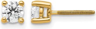 Diamond2Deal 14k Gold 1/2 ct Round Lab Grown Diamond Stud Earrings Screw Back VS Clarity, D-E Color