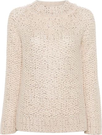 Ermanno Scervino crystal-embellished jumper - women - Virgin Wool/Acrylic/Crystal - M - Neutrals