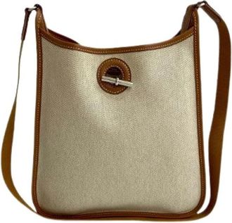 Herm&egrave;s Pre-owned Vespa PM Toile H Bufflesk Shoulder Bag - Dames - Vintage Schoudertas - Beige - ONE Size - Leer - Vintage
