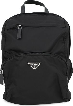 Prada Saffiano Black Nylon Leather Backpack (Pre-Owned)