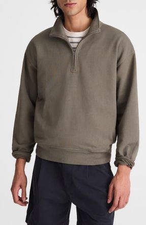 Madewell Quarter Zip Loopback Terry Sweatshirt in Olive Slate at Nordstrom, Size Xx-Large