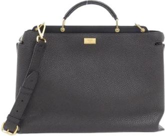 Fendi Pre-owned Selleria Peekaboo Essential Calf Handbag - Dames - Vintage Handtas - Zwart - ONE Size - Leer - Vintage