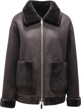 Marella Fresa Shearling Jas - Dames - Jassen - Grijs - M - Polyester - Jassen