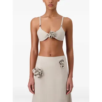 Coperni Petal-Shaped Linen Bikini Top - Beige
