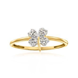 RS Pure by Ross-Simons Diamond 4-Leaf Clover Ring in 18kt Gold Over Sterling