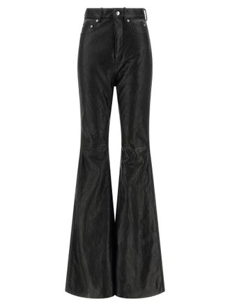 Rick Owens Black Lamb Leather Womens Pants