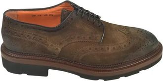Santoni Business Schoenen - Heren - Veterschoenen - Bruin - 41 1/2 EU - Schoenen