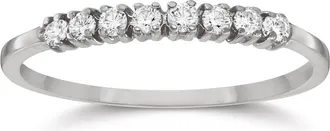 Pompeii3 Eight Stone Diamond Wedding Stackable Guard Band Ring 14K White Gold Size Selectable