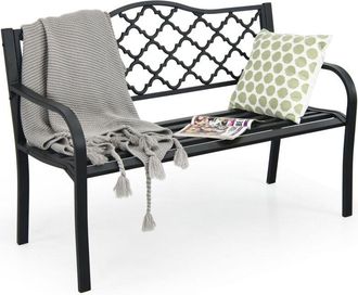 Costway 2 Seater Patio Garden Bench Outdoor Elegent Loveseat W/ Ergonomic Backrest