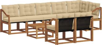 vidaXL Conjunto De Sof&aacute;s De Exterior 9 Uds. Natural Y Beige Vidaxl