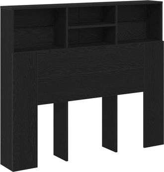 vidaXL Headboard Cabinet with Shelf Black Oak 120 x 19 x 103.5 cm Vidaxl