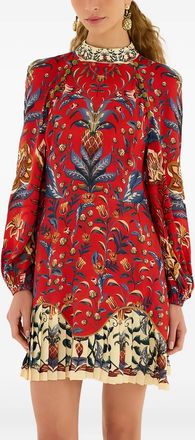 Farm Rio Mini-jurk met bloemenprint en knopen - Rood