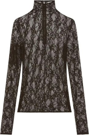Courr&egrave;ges Top met hoge hals en kanten panelen - Dames - Coltruien - Zwart - XS - Truien & Vesten