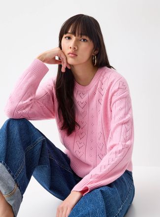 Only Womens Hearts pointelle knit sweater