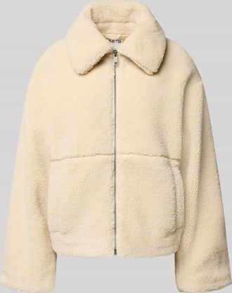 Jake*s Casual Fleecejacke mit Eingrifftaschen in Sand, Größe 34