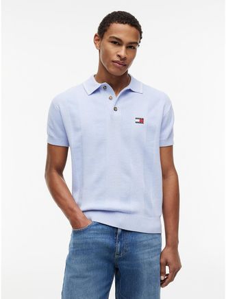 Tommy Hilfiger Mens Tommy Jeans Short-Sleeve Sweater Polo - Blue - XL