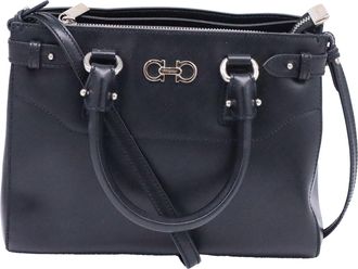 Ferragamo Mini Batik Tote Bag in Black Saffiano Leather