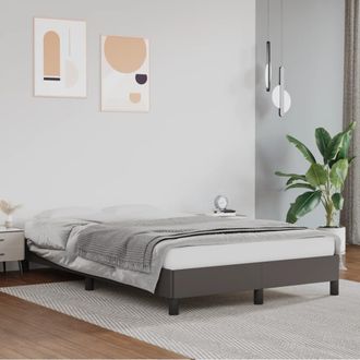 vidaXL Estructura De Cama Sin Colch&oacute;n Cuero Sint&eacute;tico Gris 120x200 Cm Vidaxl