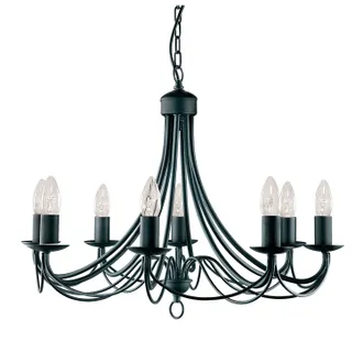 Searchlight Lampadario Industrial-nordico Maypole Acciaio Nero 8 Luci E14