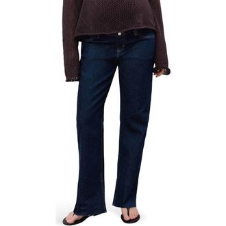 Mango Over the Bump Raw Hem Straight Leg Maternity Jeans in Open Blue at Nordstrom Rack, Size 6