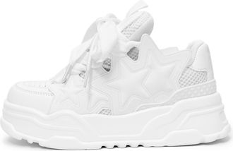 Generic Trainers Star Shoes Cute Shoes Y2k Sneakers Chunky Sneakers for Women Anti-Slip Comfort Travel Outdoor Sport White