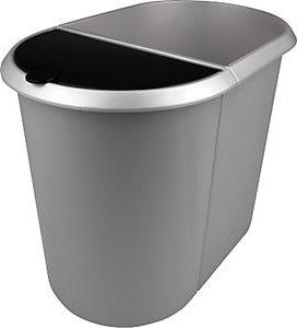 Helit Papelera Modular Duo Tapa Negra Cuerpo Plateado Ue 2