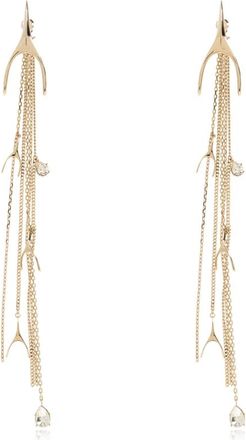 Alexander McQueen Alexander McQueen, Earrings, female, Yellow, Size: ONE SIZE Wishbone Crystal-Embellished Drop Earrings