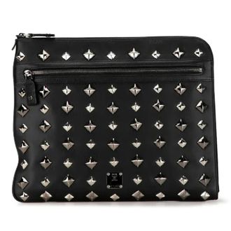 MCM Pre-owned Clutches, female, Black, Size: ONE SIZE Pre-owned Canvas clutches