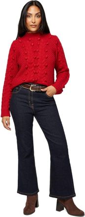 Wallis Petite Bobble Cable Crew Jumper, M, red