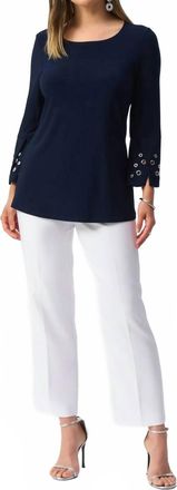 Joseph Ribkoff Grommet Accent Flared Tunic Top In Midnight Blue