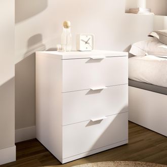 Dmora Mesita Blythe, Un Estante, 3 Cajones, Apertura Deslizante, 34x42x57h Cm Blanco