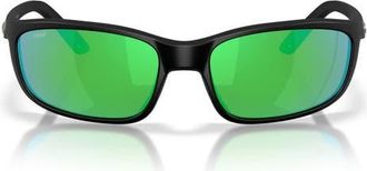 Costa Brine II 59mm Polarized Rectangular Sunglasses in Black/green Mirror at Nordstrom
