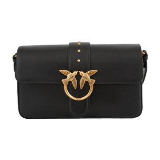 Pinko Love One Classic Schoudertas - Dames - Schoudertassen - Zwart - ONE Size - Leer - Tassen