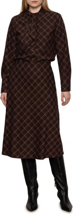 Sanctuary Autumn Plaid Midi Skirt In Cocoa Plaid