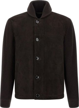 Brioni Bomber con maniche a coste - Marrone