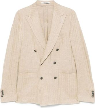 Tagliatore Double-Breasted Blazer - Heren - Blazers - Beige - M - Wol - Jassen