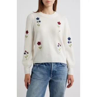 Rails Avila Flower Embroidered Sweater in Garden Embroidery at Nordstrom, Size X-Small