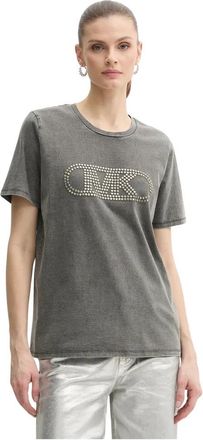 Michael Kors T-shirt met ronde hals - Dames - T-shirts - Grijs - M - Katoen - Tops