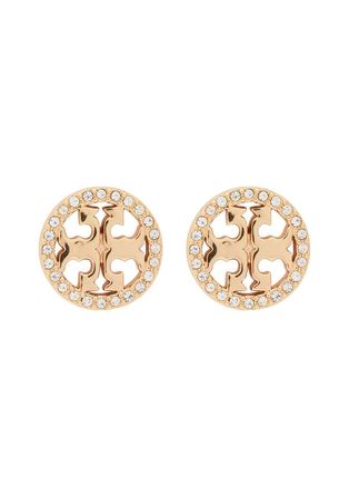 Tory Burch Icon Pav&eacute; 18kt Gold-plated Stud Earrings - One Size
