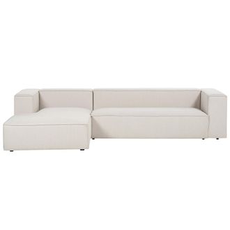 Beliani Beliani - Sof&aacute; Esquinero Tapizado Minimalista 3 Plazas Beige Derecho Vernon