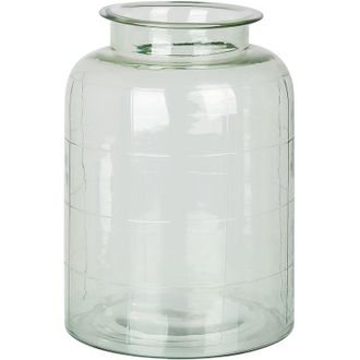 Beliani Florero De Vidrio Verde Claro 35 Cm Hecho A Mano Forma Cilindro Vindaloo