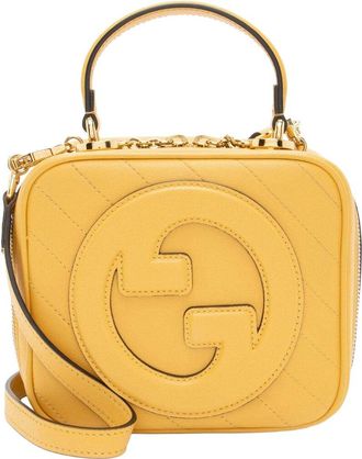 Gucci Yellow Diagonal Stitched Calfskin Blondie Top Handle (Authentic Pre- Loved)