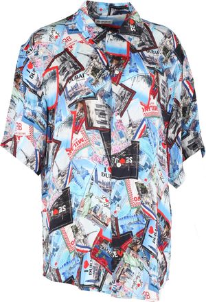 Balenciaga Pre-owned Womens All Over Cities Shirt in Multicolor Silk - Multicolour - Size X-Small