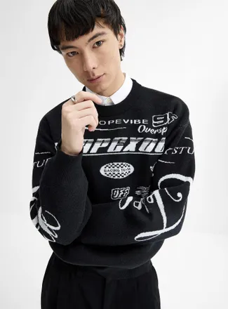 Djab Mens Racing jacquard loose sweater