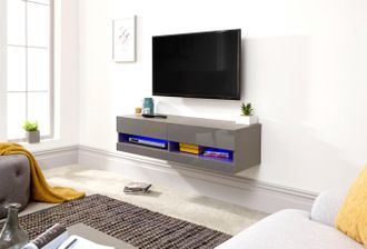 GFW Galicia 120cm Wall TV Unit with LED in Grey