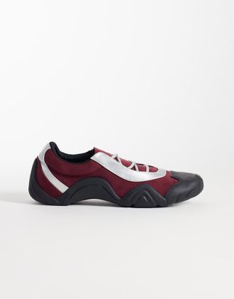 JW PEI Caitlin - Sneakers stringate in camoscio sintetico bordeaux e grigio chiaro-Rosso