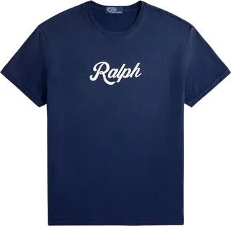 Ralph Lauren Tops, Heren, Blauw, XL, Katoen, Het Ralph Logo T-shirt